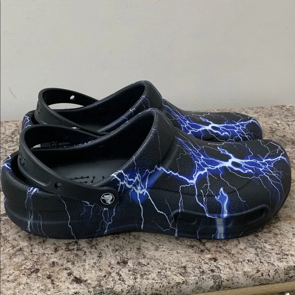 Electric / Lightening Blue and Black Crocs